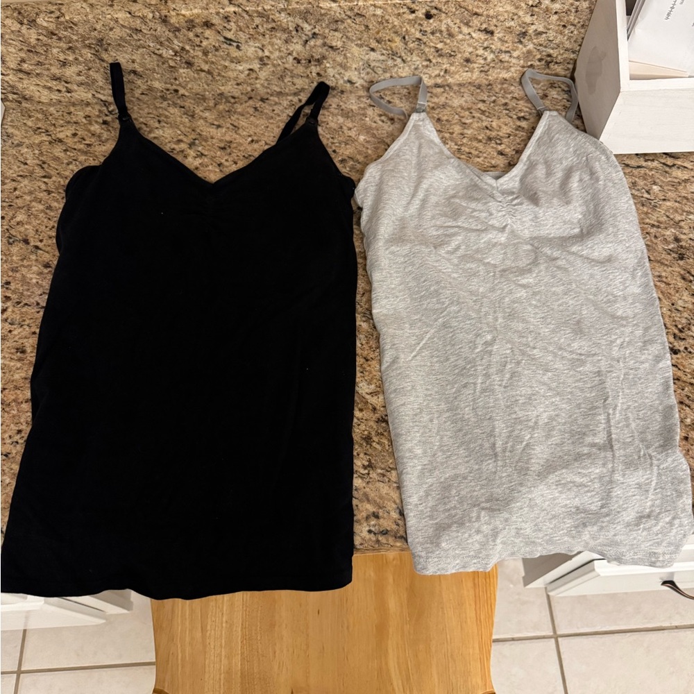 Black and gray nursing tank tops